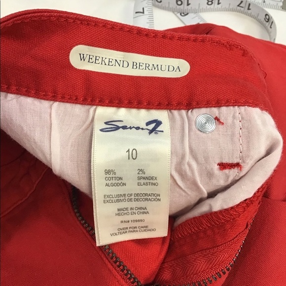 Seven7 Solid Red Weekend Bermuda Shorts - Picture 3 of 10